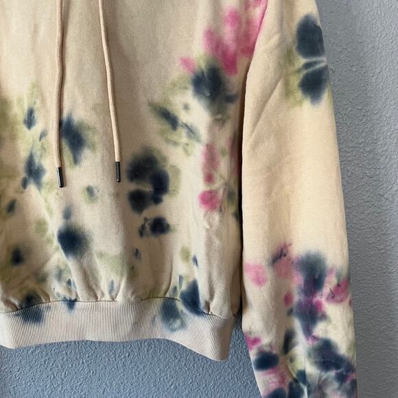 AFRM Fink Cropped Tie Dye Hoodie In Sand Crumble Women's Pullover Sweater Small - Picture 3 of 8